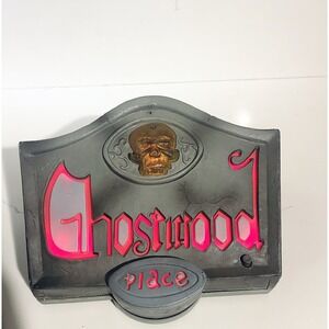 Gemmy Halloween Prop Decoration Ghostwood Place Tombstone- Spooky Lights & Sound